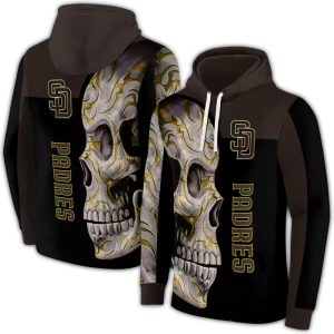 San Diego Padres Skull Design All-Over Print Hoodie For Fans