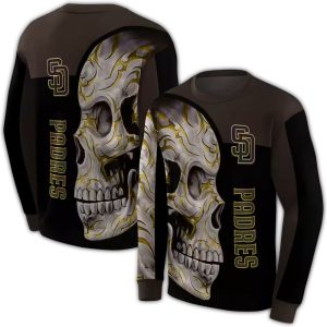San Diego Padres Skull Motif All-Over Print Hoodie For Fans