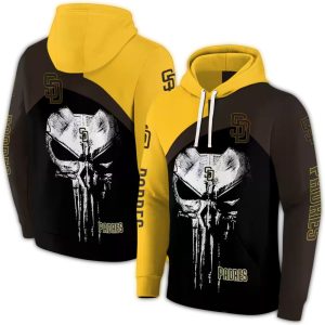 San Diego Padres Skull Punisher All-Over Print Hoodie For Fans