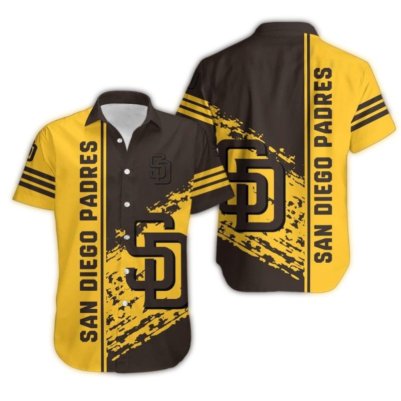 San Diego Padres Stripe Black and Yellow Hawaiian Shirt 1