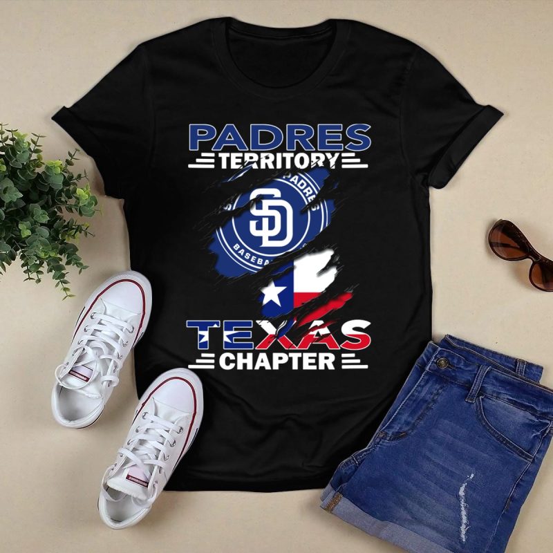 San Diego Padres Territory Texas Chapter Baseball Flag T Shirt Black 1