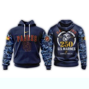 San Diego Padres Usmc 250Th Birthday All-Over Print Hoodie For Fans