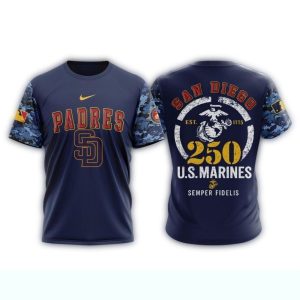 San Diego Padres Usmc 250Th Birthday All-Over Print T-Shirt For Fans