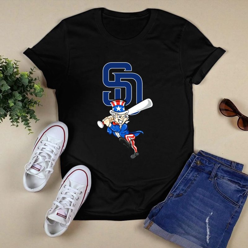 San Diego Padres Uncle Sam Baseball 4th July T Shirt Black 1