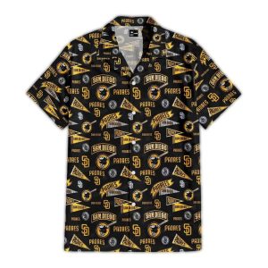 Vintage San Diego Padres Hawaiian Shirt With Grunge Crest Design