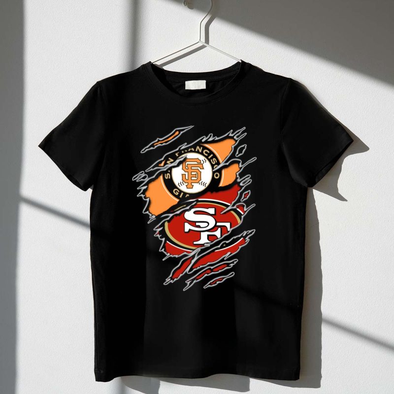 San Francisco Giants 49ers SF Logo Dual Team Claw Marks T Shirt t shirt 1 1