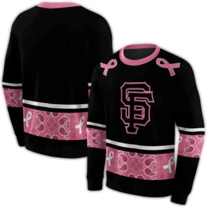 San Francisco Giants Black And Pink Awareness Ribbon Sweatshirt
