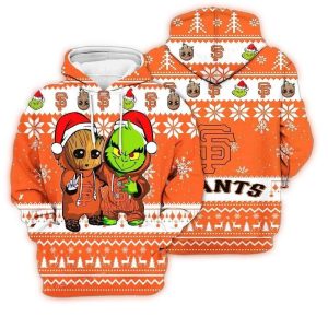 San Francisco Giants Baby Groot & Grinch All-Over Print Hoodie For Kids