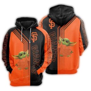 San Francisco Giants Baby Yoda All-Over Print Hoodie For Kids