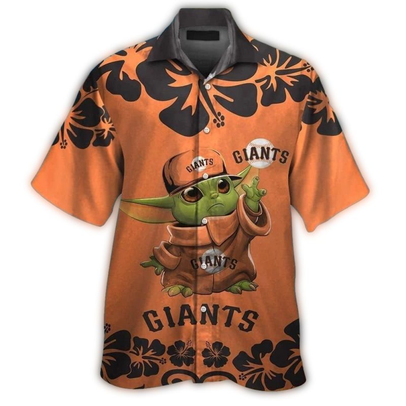 San Francisco Giants Baby Yoda Flower Hawaiian Shirt 1