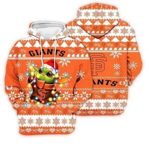 San Francisco Giants Baby Yoda Star Wars All-Over Print Hoodie For Kids