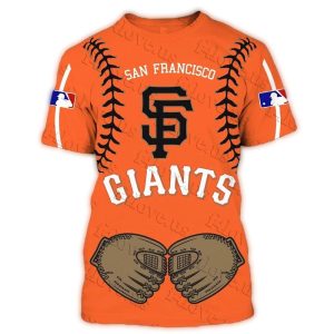 San Francisco Giants All-Over Print T-Shirt With Ball And Glove Design