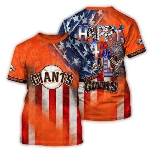San Francisco Giants All-Over Print Baseball Flag T-Shirt For Fans