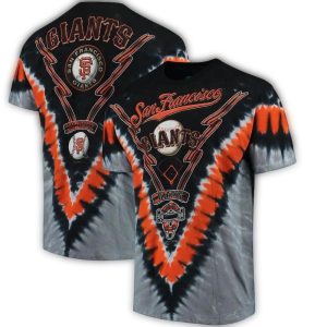 San Francisco Giants Black Tie-Dye All-Over Print T-Shirt For Fans