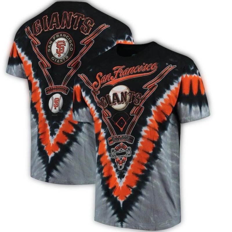 San Francisco Giants Black Tie Dye All over Print T Shirt 1