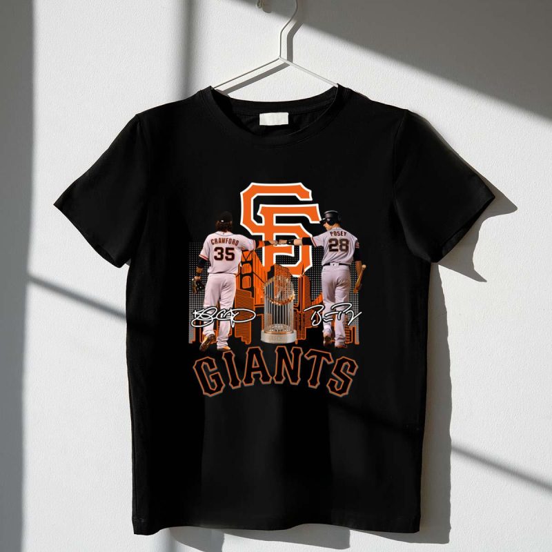 San Francisco Giants Brandon Crawford And Buster Posey Signatures Shirt t shirt 1 1