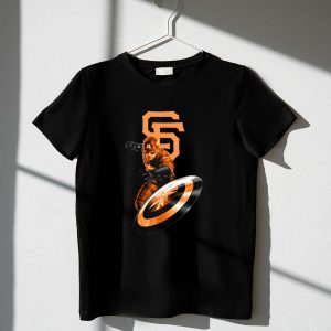 San Francisco Giants Captain America Crossover T-Shirt With Sf Shield Design
