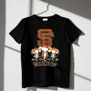 San Francisco Giants Christmas T-Shirt With Santa Hat Elephants Design