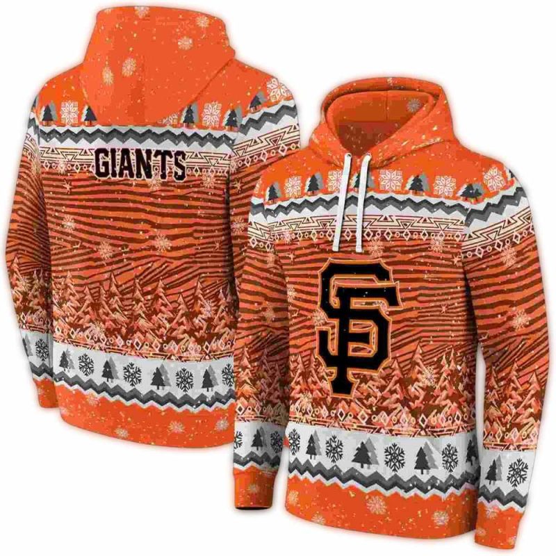 San Francisco Giants Christmas Trees All over Print Hoodie 1