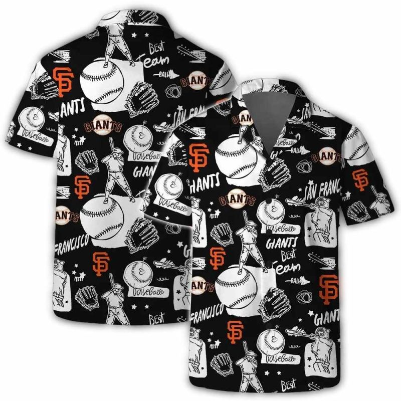 San Francisco Giants Doodle Baseball Hawaiian Shirt 1