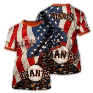 San Francisco Giants All-Over Print T-Shirt - American Flag Design