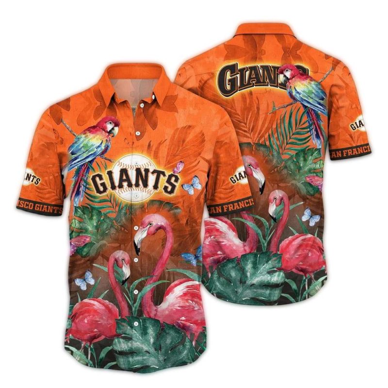 San Francisco Giants Flamingo and Parrot Vintage Hawaiian Shirt 1