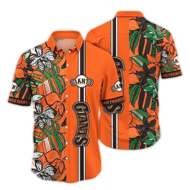San Francisco Giants Floral Leaf Stripe Hawaiian Shirt 1