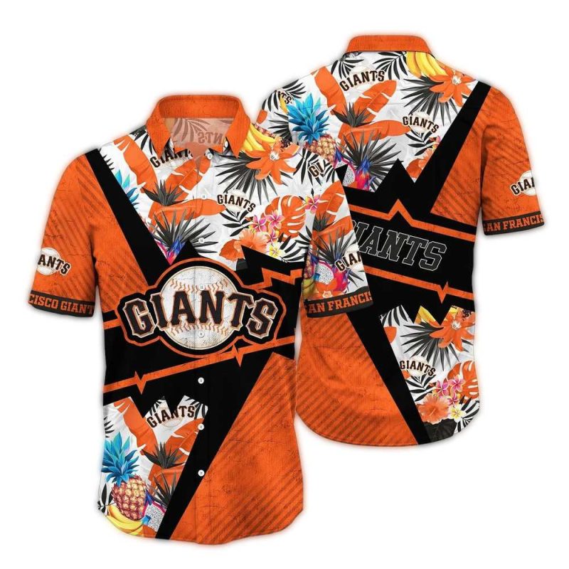 San Francisco Giants Floral Leaf and Pineapple Hawaiian Shirt 1