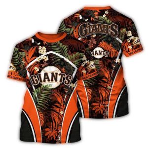 San Francisco Giants Floral Leaf All-Over Print T-Shirt For Fans