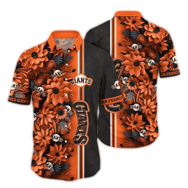 San Francisco Giants Flower Blossom Stripe Hawaiian Shirt 1