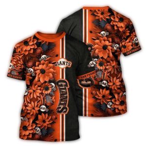 San Francisco Giants Floral Stripe All-Over Print T-Shirt For Fans