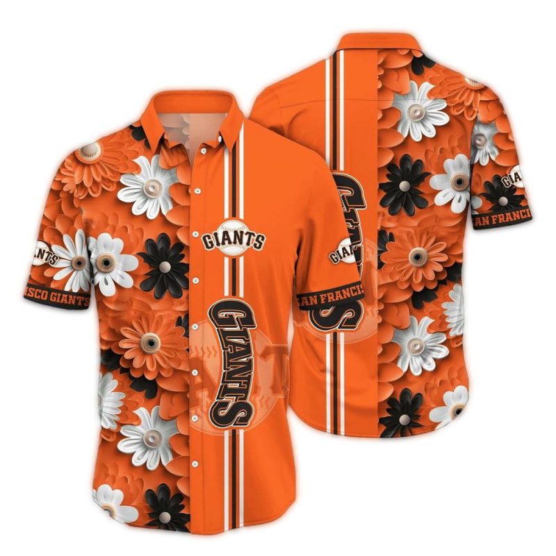 San Francisco Giants Flower Stripes Hawaiian Shirt 1