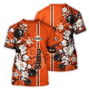San Francisco Giants Floral Stripe All-Over Print T-Shirt For Fans