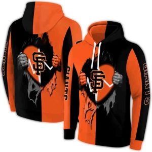 San Francisco Giants Heartbeat Graphic All-Over Print Hoodie For Fans