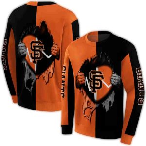 San Francisco Giants Heartbeat Graphic All-Over Print Sweatshirt For Fans