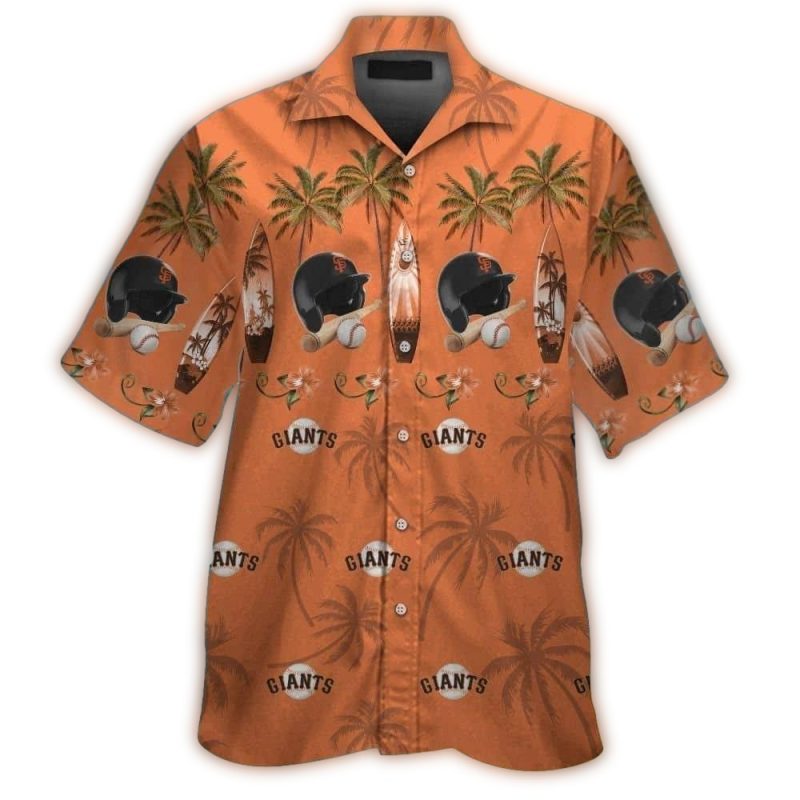 San Francisco Giants Helmet Ball and Coocnut Pattern Hawaiian Shirt 1