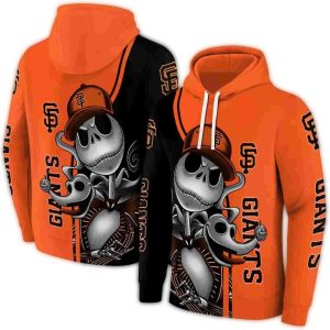 San Francisco Giants Jack Skellington All-Over Print Hoodie For Fans