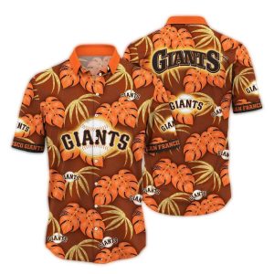San Francisco Giants Floral Hawaiian Shirt With Leaf Design