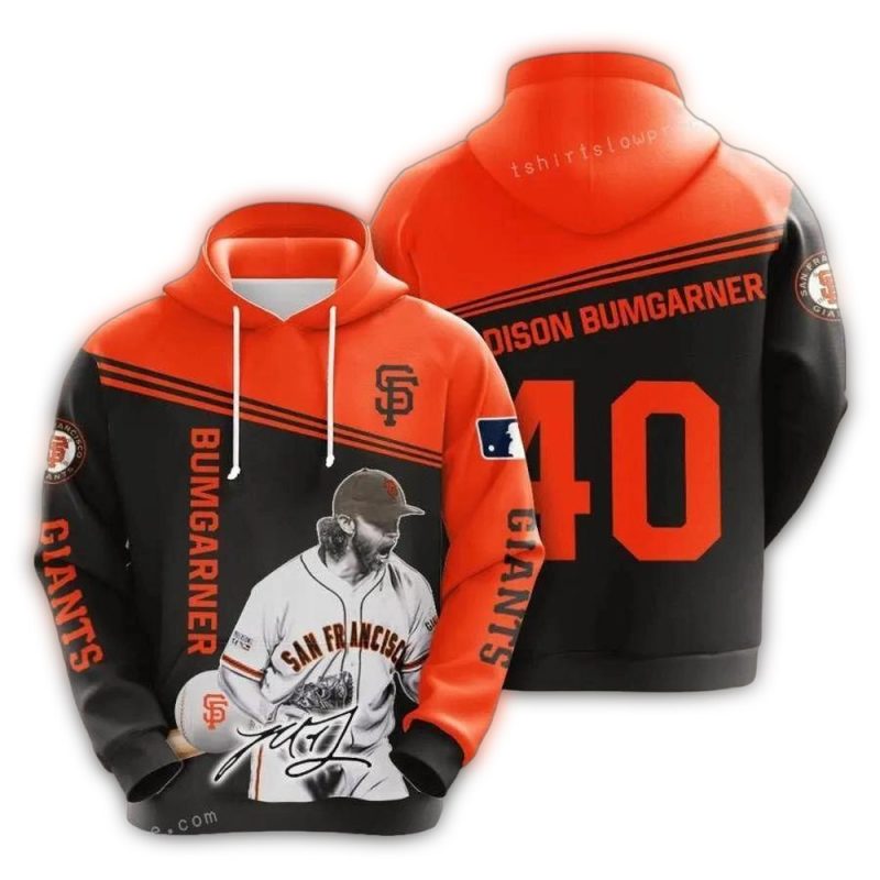 San Francisco Giants Madison Bumgarner Signature All over Print Hoodie 1