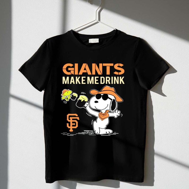 San Francisco Giants Make Me Drink Snoopy Peanuts Fans T Shirt t shirt 1 1