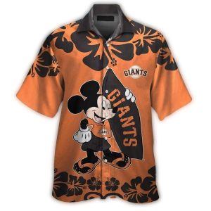 Mickey Mouse Surfing Hawaiian Shirt - San Francisco Giants Style