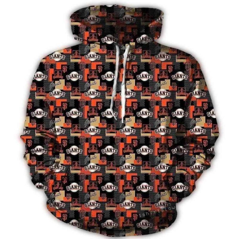 San Francisco Giants Multi Logo Pattern All over Print Hoodie 1
