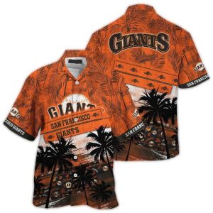 San Francisco Giants Hawaiian Shirt With Palm Tree Pattern Design