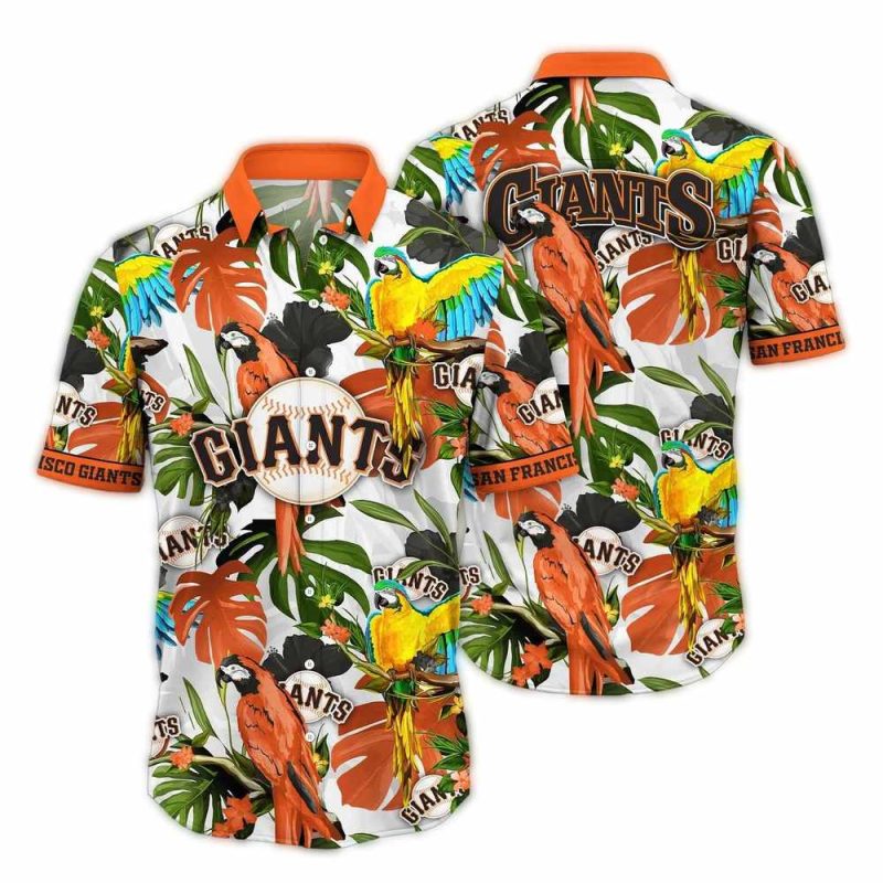 San Francisco Giants Parrot Floral Leafs Pattern Hawaiian Shirt 1