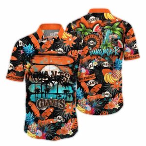 San Francisco Giants Tropical Hawaiian Shirt With Pineapple & Floral Print