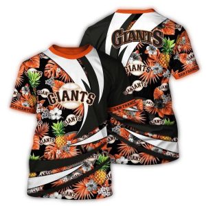 San Francisco Giants Pineapple Floral Leaf All-Over Print T-Shirt