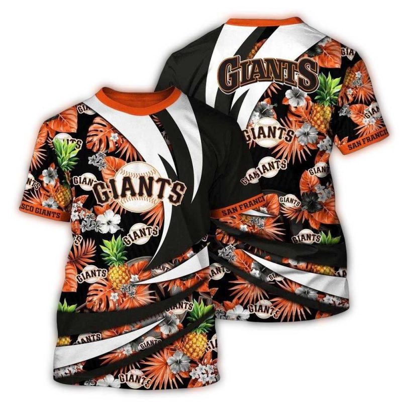 San Francisco Giants Pineapple Floral Leafs All over Print T Shirt 1