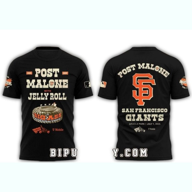 San Francisco Giants Post Malone 2025 Tour All over Print T Shirt 1