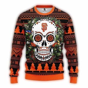 San Francisco Giants Skull Flower Sweatshirt - Unique Ugly Sweater Design