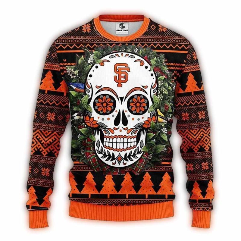 San Francisco Giants Skull Flower Ugly Sweater 1